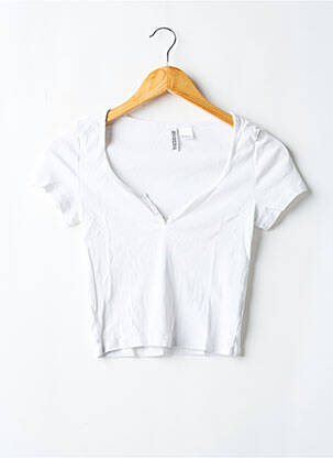 Tricou guler în v mâneci scurte alb DIVIDED H&M femeie