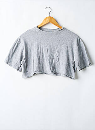 Tricou elasticitate mâneci scurte gri TOPSHOP femeie