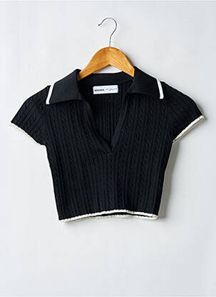 Pulover elasticitate mâneci scurte negru BERSHKA femeie