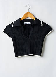 Pulover elasticitate mâneci scurte negru BERSHKA femme