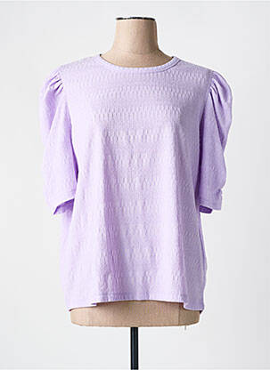 Top țesătură crep mâneci scurte violet ESQUALO femeie