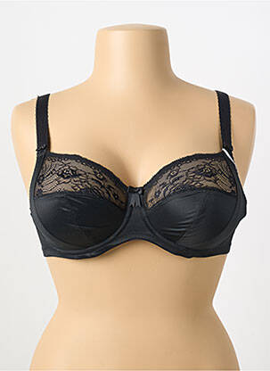 Sutien efect material satinat sutien cupe întregi cu decolteu înalt negru ELOMI femeie