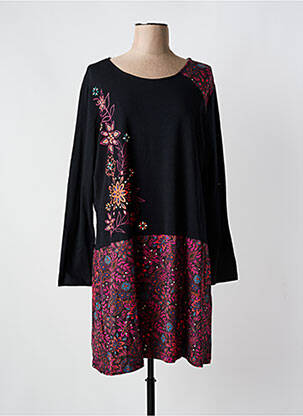 Rochie midi imprimeu floral mâneci lungi negru COLINE femeie