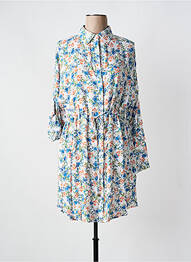 Rochie scurtă imprimeu floral mâneci lungi albastru LUSA femeie