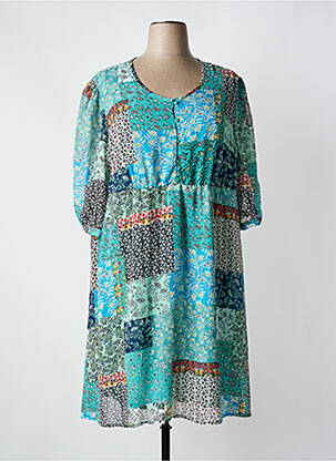 Rochie midi imprimeu floral mâneci 3/4 verde COLINE femeie