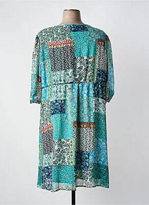 Rochie midi imprimeu floral mâneci 3/4 verde COLINE femeie