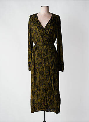 Rochie midi imprimeu fantezie mâneci lungi verde COLINE femeie