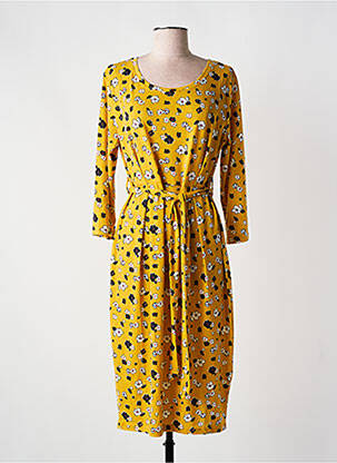 Rochie midi imprimeu floral mâneci 3/4 galben FOR HER PARIS femeie
