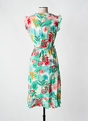 Rochie midi imprimeu fantezie mâneci scurte verde COLINE femeie