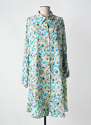 Rochie midi imprimeu floral mâneci lungi albastru LUSA femeie