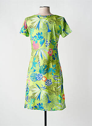 Rochie midi imprimeu fantezie mâneci scurte verde COLINE femeie