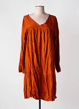 Rochie midi mâneci lungi mâneci lungi portocalie COLINE femeie