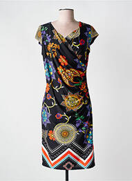 Rochie midi imprimeu fantezie mâneci scurte negru SWEET MISS femeie