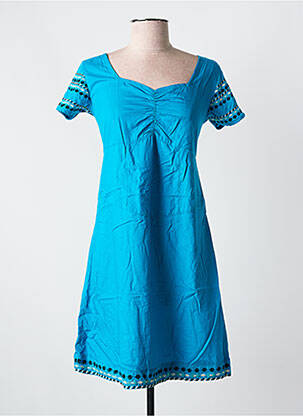 Rochie scurtă mâneci scurte mâneci scurte albastru COLINE femeie