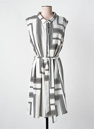 Rochie midi imprimeu fantezie mâneci scurte alb NOUGAT femeie