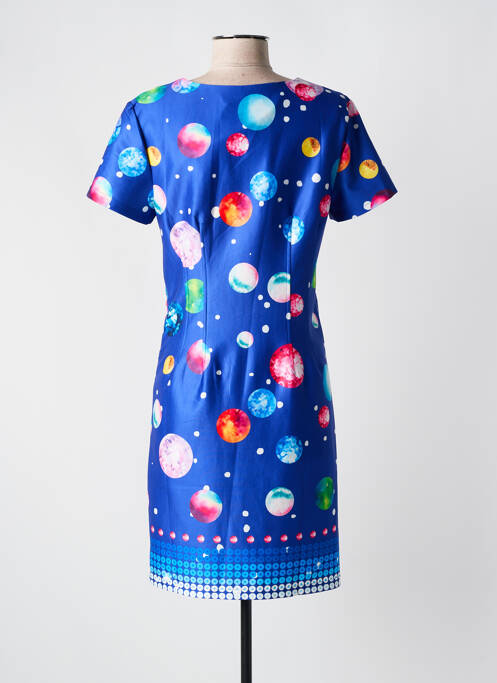 Rochie midi imprimeu fantezie mâneci scurte albastru FOR HER PARIS femme