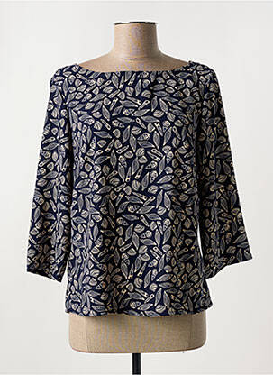 Bluză țesătură poplin mâneci 3/4 albastru CERISE BLUE femeie