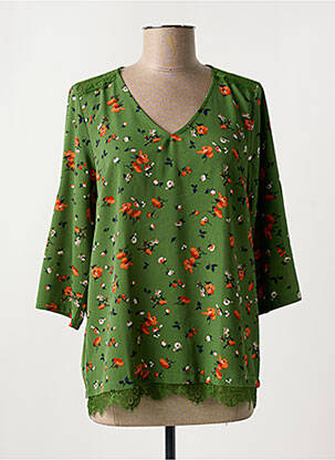 Bluză imprimeu floral mâneci 3/4 verde AKOZ DE TOI femeie
