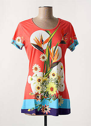 Tricou elasticitate mâneci scurte portocalie ZELIA femeie