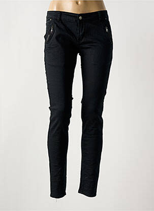 Pantalon slim țesătură poplin mărime normală negru ROSE PLAYER femeie