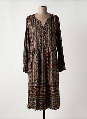 Rochie midi croială fluidă mâneci lungi maro CREAM femme