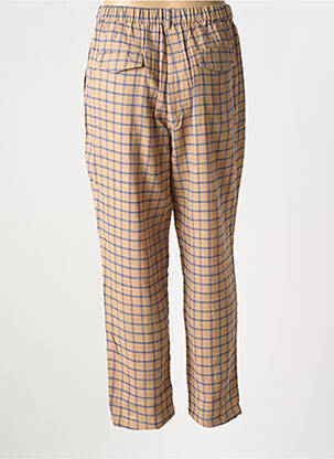Pantalon chino închidere cu fermoar sub clapetă cu nasturi talie înaltă maro RHUM RAISIN femeie