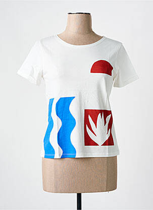 Tricou imprimeu fantezie mâneci scurte alb MAR E SOL femeie