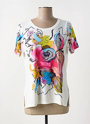 Tricou serigrafie cu strasuri mâneci scurte alb GREGORY PAT femeie