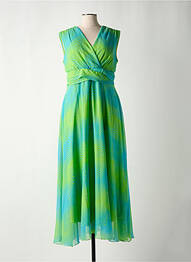 Rochie lungă imprimeu fantezie bretele subțiri verde GREGORY PAT femme