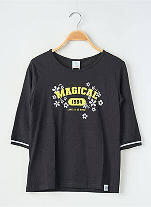 Tricou elasticitate mâneci 3/4 negru BOBOLI fată