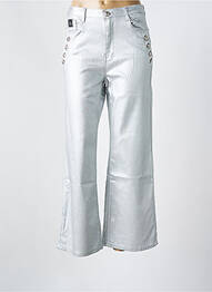 Pantalon larg închidere cu fermoar sub clapetă cu nasturi mărime normală argintiu DENIM LIFE femeie