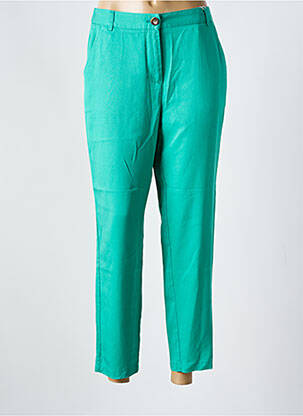 Pantalon drept țesătură poplin mărime normală verde C'EST BEAU LA VIE femeie