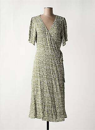 Rochie midi imprimeu fantezie mâneci scurte verde FREEMAN T.PORTER femeie