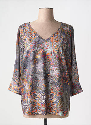 Pulover tunică elasticitate mâneci 3/4 portocalie VANGO femeie