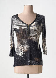 Tricou guler în v mâneci 3/4 negru VANGO femme