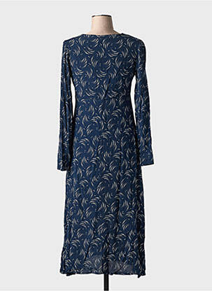 Rochie midi imprimeu fantezie mâneci lungi albastru INDIE+MOI femeie