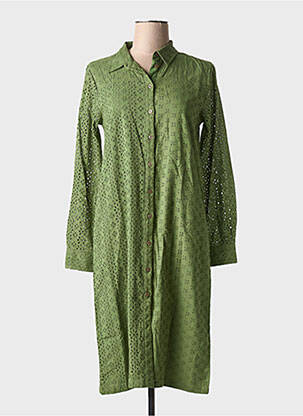 Rochie midi mâneci lungi mâneci lungi verde ICHI femeie