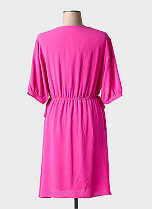 Rochie midi țesătură crep mâneci scurte roz ARTLOVE femeie
