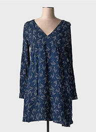 Rochie midi imprimeu fantezie mâneci lungi albastru INDIE+MOI femeie