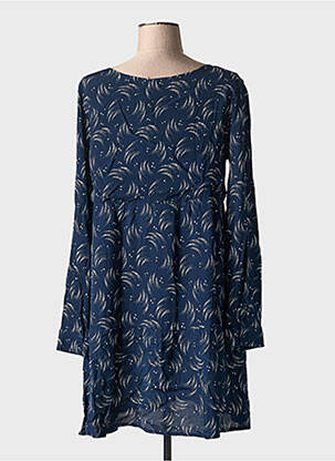 Rochie midi imprimeu fantezie mâneci lungi albastru INDIE+MOI femeie