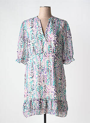 Rochie midi imprimeu fantezie mâneci scurte violet LPB femeie