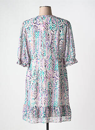 Rochie midi imprimeu fantezie mâneci scurte violet LPB femeie