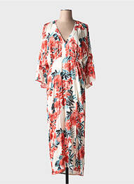 Rochie lungă imprimeu floral mâneci 3/4 roșu LEE COOPER femeie
