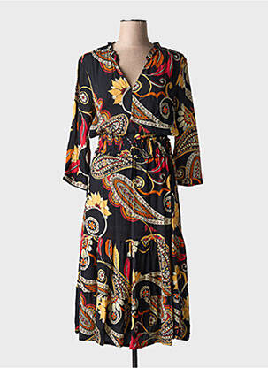 Rochie midi imprimeu fantezie mâneci lungi negru LEE COOPER femeie