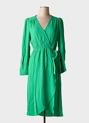 Rochie midi țesătură crep mâneci lungi verde ORFEO femeie