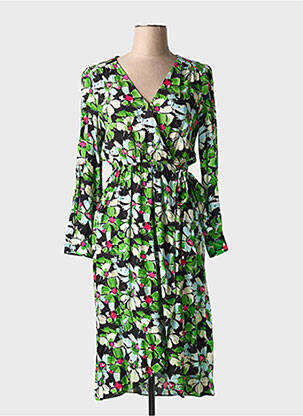 Rochie midi imprimeu fantezie mâneci lungi verde ORFEO femeie