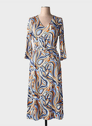 Rochie midi mâneci 3/4 mâneci 3/4 albastru LOLA ESPELETA femeie