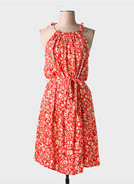 Rochie midi imprimeu floral fără mâneci roșu FREEMAN T.PORTER femme