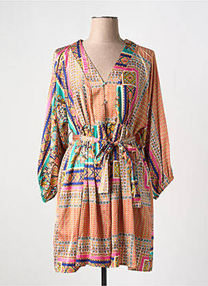 Rochie midi imprimeu fantezie mâneci lungi portocalie MOLLY BRACKEN femeie