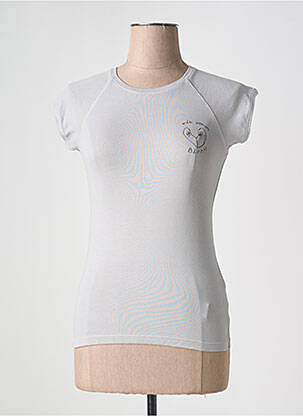 Tricou serigrafie flockată mâneci scurte gri DESIGUAL femeie